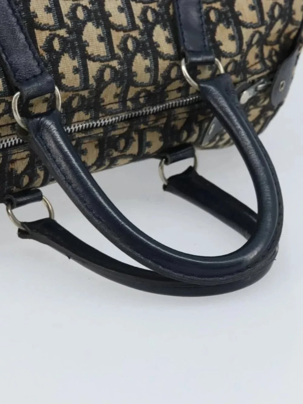 Christian Dior Trotter Canvas Boston Bag Navy Silver Auth ARZ339 - Picture 8 of 16